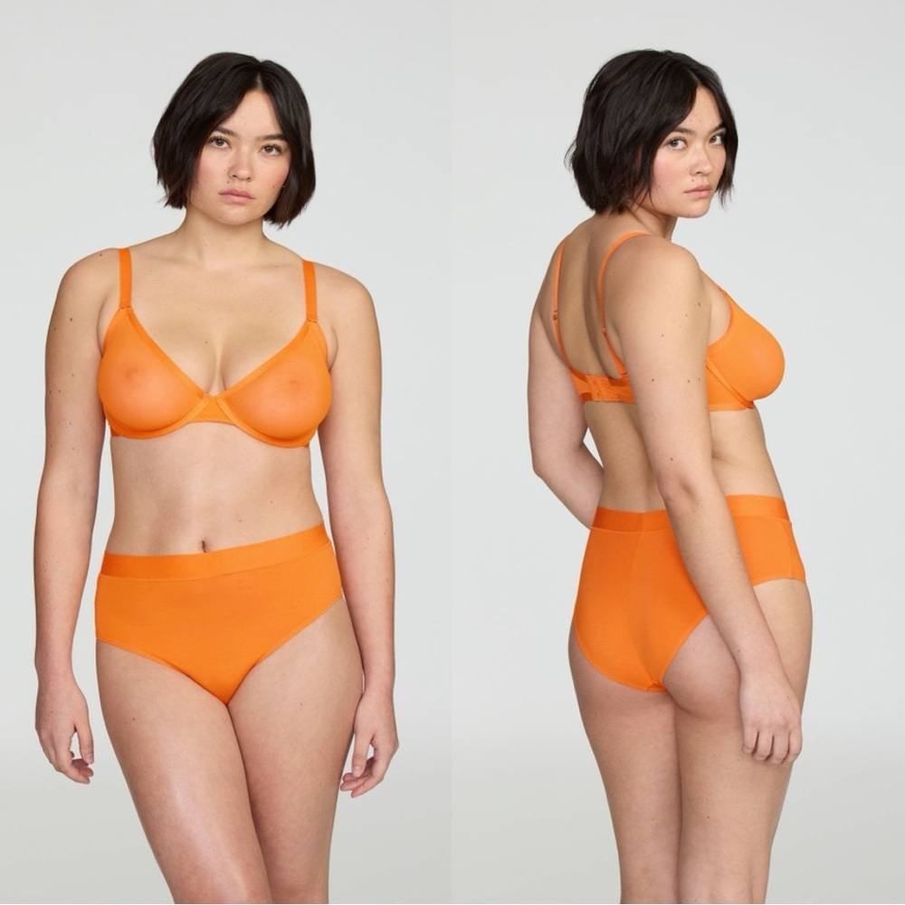 CUUP The Plunge Orange Mesh Wired Bra